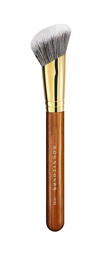 Desert Oak Series SlopeBlur Stipple Brush - Angled Nylon Bristles for Seamless Cream/Liquid/Powder Blending, Contour & Blush Application, Bubinga Handle (CM 192)-FemmiqueWomen
