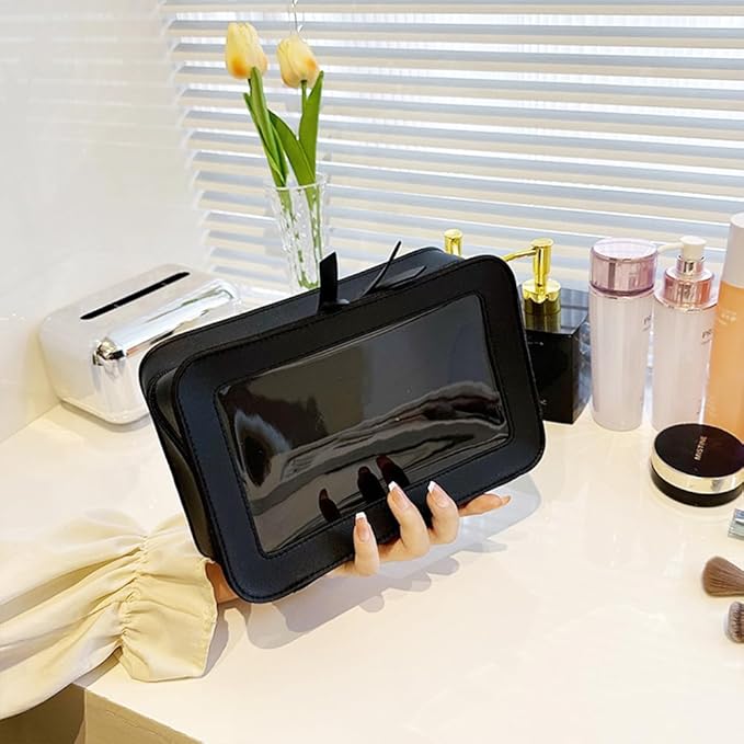 Clear Makeup Bag Small, TSA Approved Portable Toiletry Bag with Zipper Cosmetic Travel Bag Makeup Organizer Case Mini Makeup Pouch for Purse Car Organizer Bag for Women Men-FemmiqueWomen