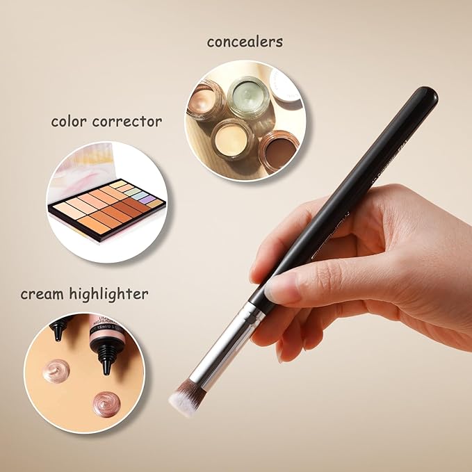 EIGSHOW Angled Concealer Brush Under Eye for Covering Sun Spots Acne Blemishes Concealing Contouring Setting with Liquid Cream (E861)-FemmiqueWomen