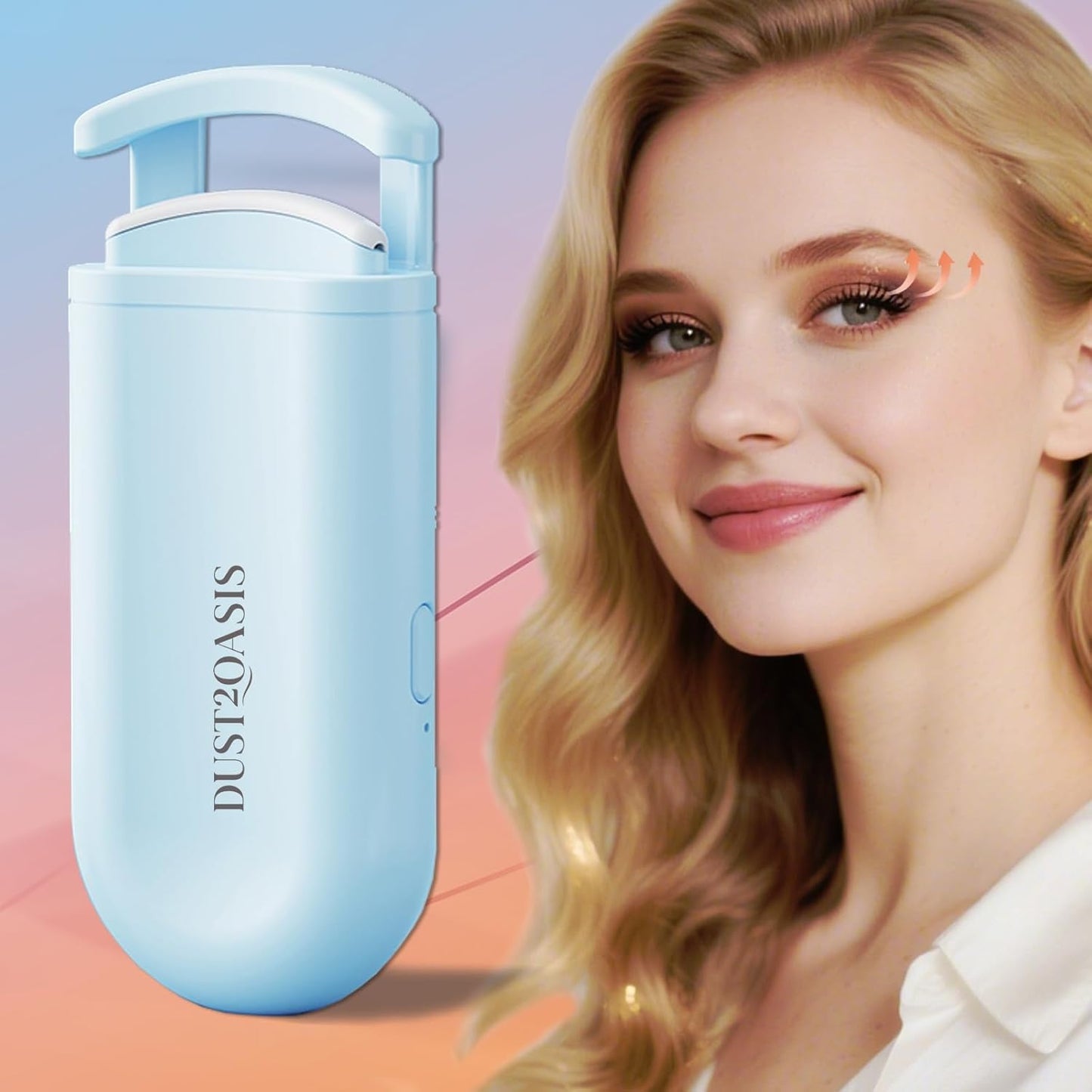 Heated Eyelash Curler - Wide Open Dual-Arc Design Heated Lash Curler - Electric Eyelash Curler - Type-C Rechargeable Mini Lash Curler Natural Curling 24H Long Lasting for Women - Blue-FemmiqueWomen