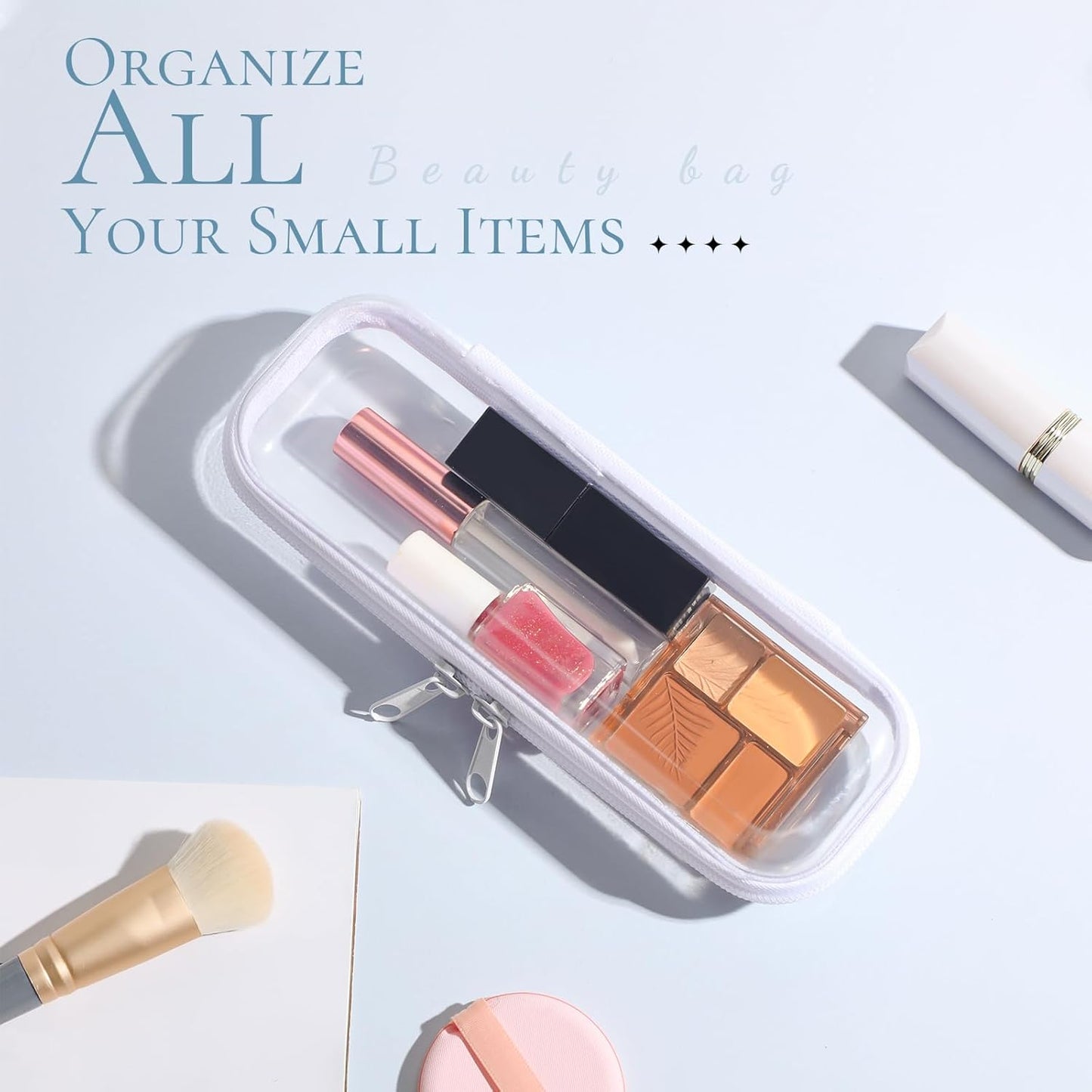 Sanwuta 6 Pcs Clear Hard Zipper Case Pencil Pouches Hard Plastic Zipper Pouches Makeup Bag Transparent Cases for Snacks Plastic Storage Organizer Box for Travel(White,7.87 x 2.56 x 1.57 Inch)-FemmiqueWomen