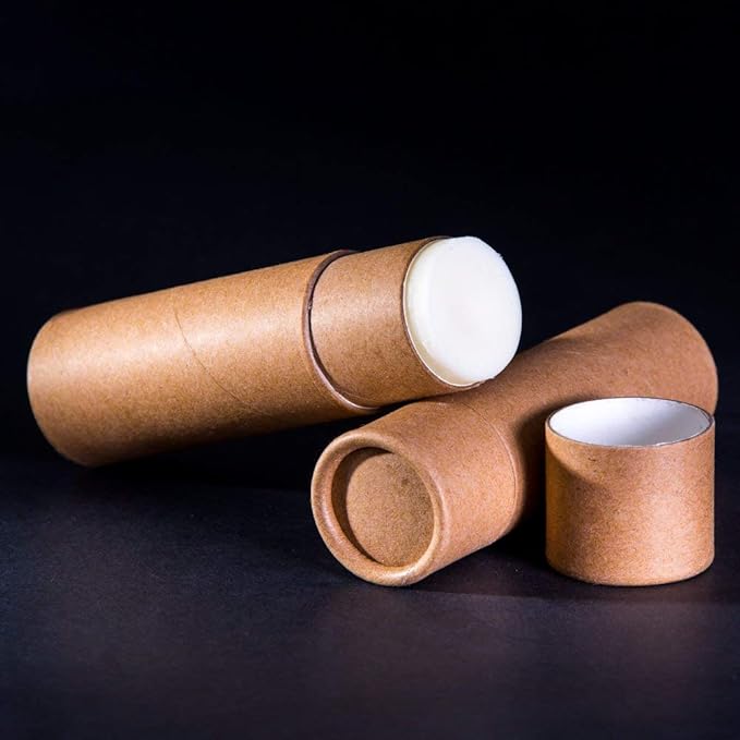 10 Pcs 1oz Cardboard Lip Balm Tubes Kraft Paper Lipstick Tube Empty Lip Gloss Containers Refillable Chapstick Container Round Paper Solid Tube for DIY Cosmetic Samples Lotion Deodorant,Brown-FemmiqueWomen