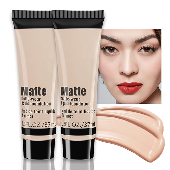 2 Pack Liquid Foundation Cream for Face Makeup,Durable Full Coverage Matte Concealer Make Up,Oil Control & Waterproof Base Primer -1+1 Fl.Oz (IVORY 6#)-FemmiqueWomen