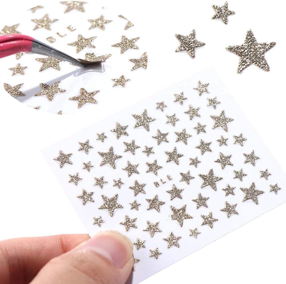 10 Sheets Star Nail Art Stickers Decals 3D Self-Adhesive Nail Art Stickers Star Designs Nails ArtDecorations Stars Decals Manicure Accessories-FemmiqueWomen