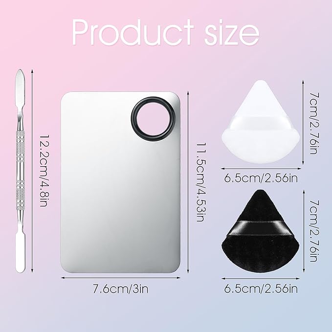 10-in-1 Makeup Spatula and Powder Puff Set with Professional Cosmetic Palette Triangle Puff for Eye Shadow Spatula Facial Cosmetic Makeup Tool for Eyelashe Body-FemmiqueWomen