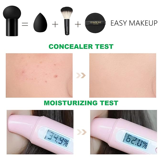 2PCS Mushroom Head Air Cushion CC Cream Foundation,Moisturizing Mushroom Head Foundation BB Cream Makeup Foundation Matte Concealer Full Coverage Long-lasting Oil Control (Natural)-FemmiqueWomen