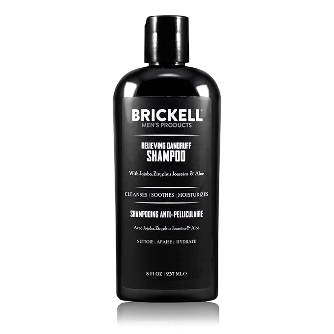Brickell Men's Relieving Dandruff Shampoo For Men, Natural & Organic, Soothes and Eliminates Dandruff with Ziziphus Joazeiro, Aloe and Jojoba Oil (8 oz)-FemmiqueWomen