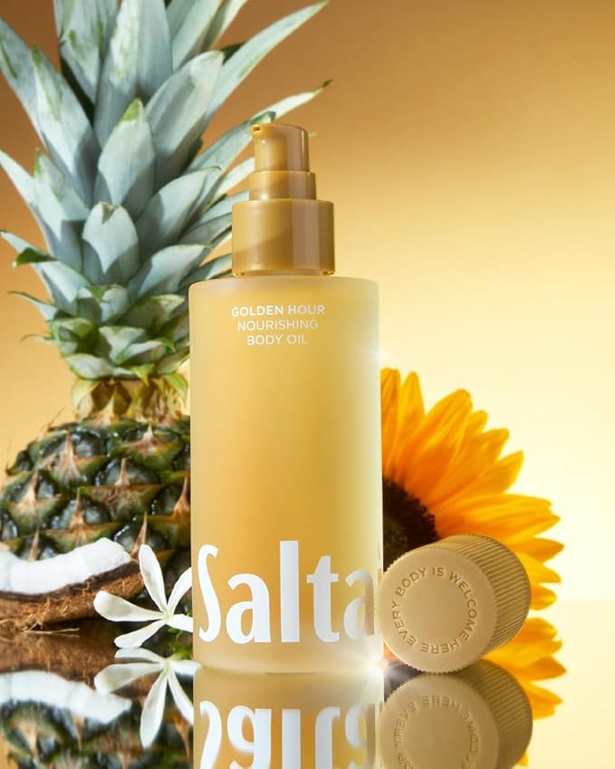 Saltair Body Oil. Luxurious Golden Hour After Shower and Bath Oil Moisturizer for Women and Men. Botanical, Non-Greasy, and Well-Absorbing Lotion for Hydrating Dry Skin. 4oz Pump Bottle-FemmiqueWomen