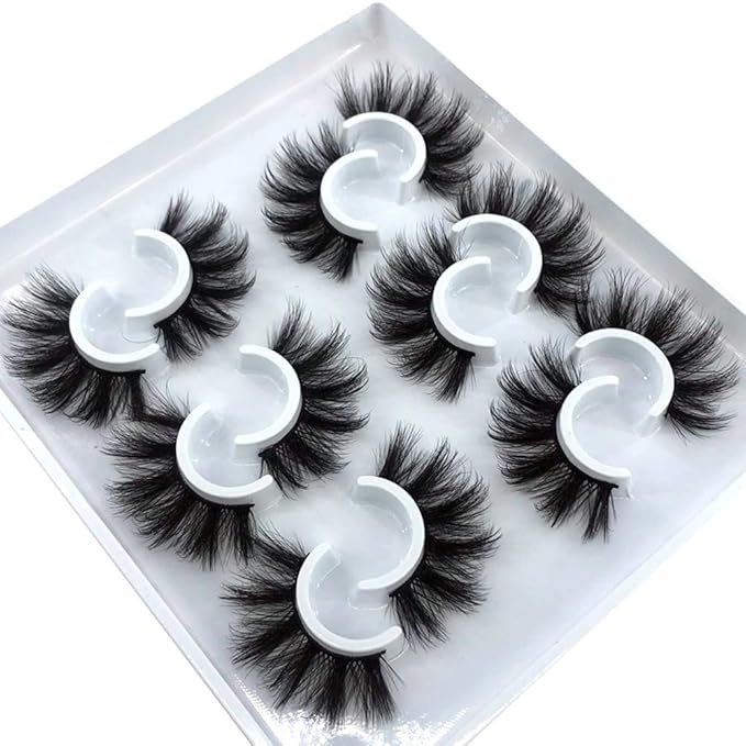 HBZGTLAD 6 Pairs Fluffy False Eyelashes Natural Faux Mink Strip 3D Lashes Pack (MDF-12)-FemmiqueWomen