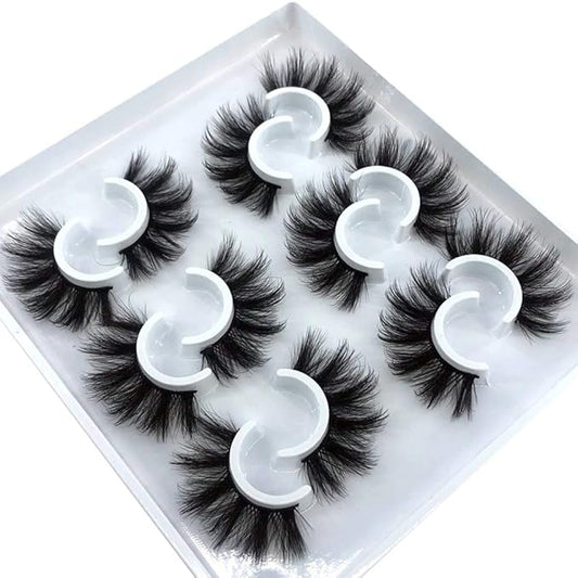 HBZGTLAD 6 Pairs Fluffy False Eyelashes Natural Faux Mink Strip 3D Lashes Pack (MDF-12)-FemmiqueWomen