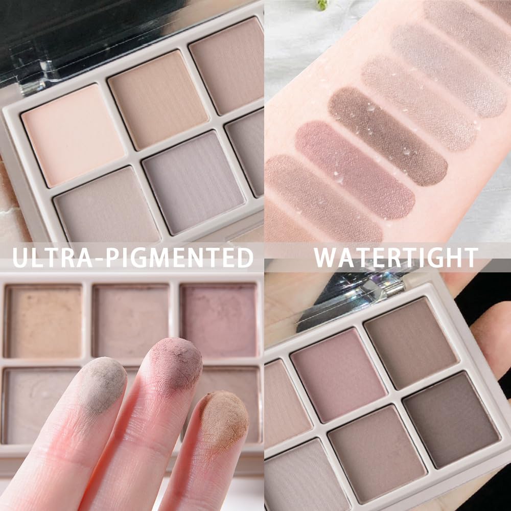 10 Color Matte Eyeshadow Palette | 10 Soft-Focus Matte Shades in Grey-Brown & Neutral Taupe | Silky Powder Blends Like Cream | Natural-Looking Nude Makeup for Mature Skin | Day to Night Wear-FemmiqueWomen