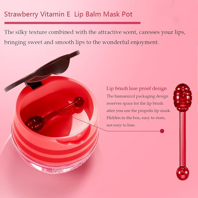 3PCS Bee Lip Balm Honey Pot, Moisturizing Propolis Lip Mask,Hydrating Prevention Dry and Cracked Lip Scrubs Exfoliator,Lip Sleep Mask Reduces Lip Lines Lip Skin Care Products-FemmiqueWomen