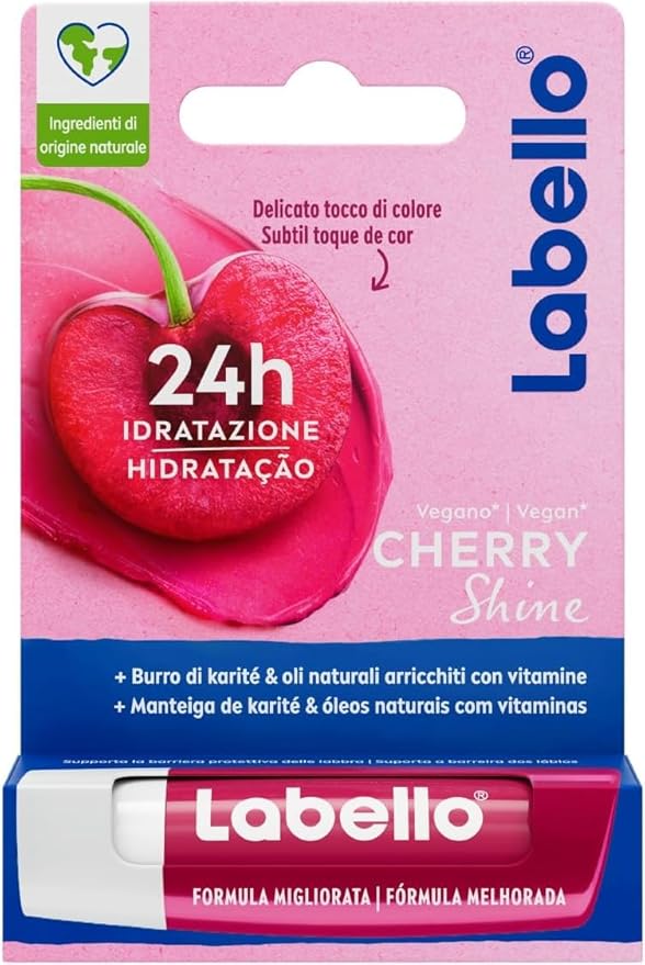 3 LABELLO CHERRY FRUITY SHINE LIP BALM STICK CARE BEAUTY SOFT SMOOTH SPF 10 NEW-FemmiqueWomen