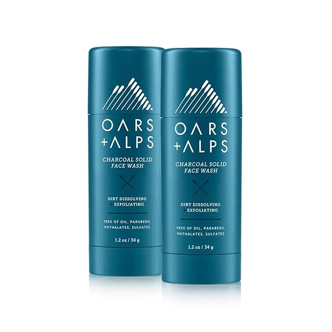 Oars + Alps Face Wash with Activated Charcoal, Dermatologist Tested Exfoliating Facial Cleanser, TSA Friendly, 1.4 Oz, 2 Pack-FemmiqueWomen