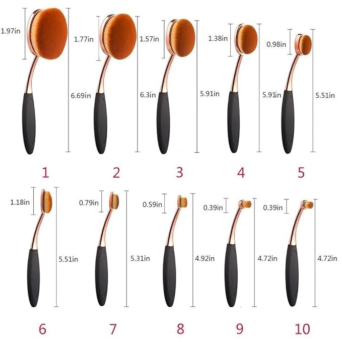 Yoseng Makeup Brushes Set 10Pcs Professional Oval Toothbrush Foundation Cream Contour Powder Blush Conceler Eyeliner Blending Brush New Fashionable Super Soft Cosmetic Brushes Tool with Box(Rose Gold)-FemmiqueWomen