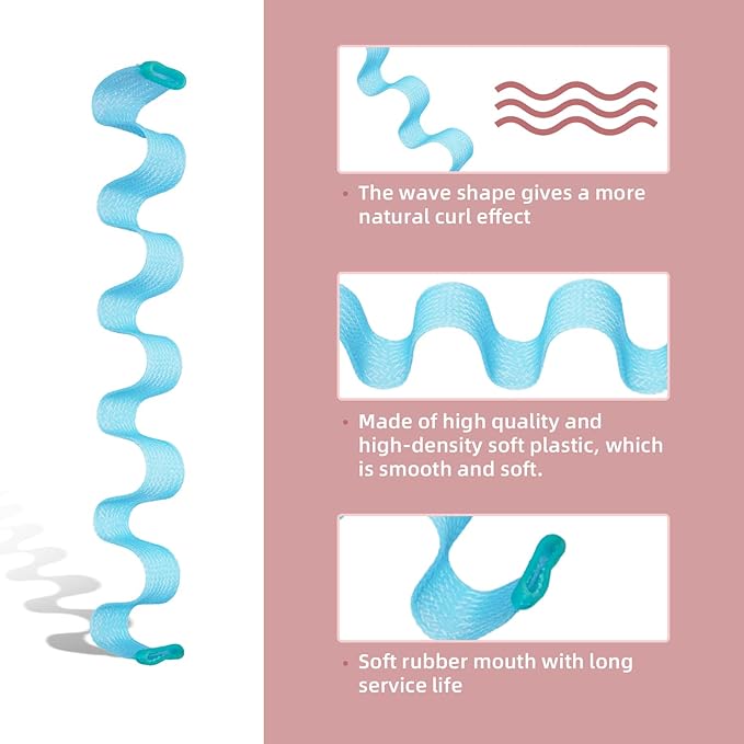 30pcs Heatless Hair Curlers Rollers Wave Curls Styling Kit, No Heat Hair Curlers Spiral Curlers for Short and Medium Hair (9.8Inch/ 25 cm)...-FemmiqueWomen