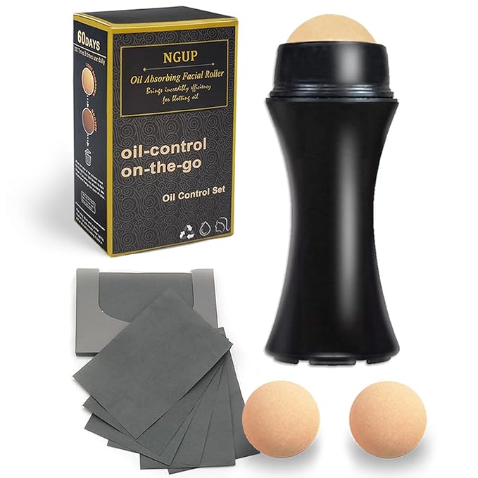 103 PCS Volcanic Roller Oily Skin Oil Control On The Go Volcanic Face Roller Oil Absorbing Volcanic Roller with Oil Blotting Sheet Paper for Oily Skin Care Oil Control Film Tissues(Type1)-FemmiqueWomen