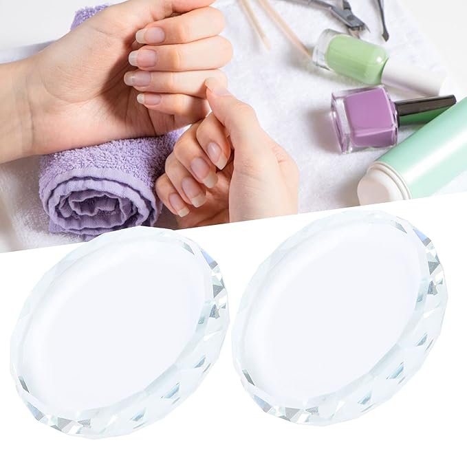 2PCS Nail Art Painting Color Toning Glass Board, Mixed Color Palette Makeup Display Board,Nail Polish False Eyelash Glue Hold Makeup Pallet Nail Art Display Cosmetic Mixing Tools-FemmiqueWomen