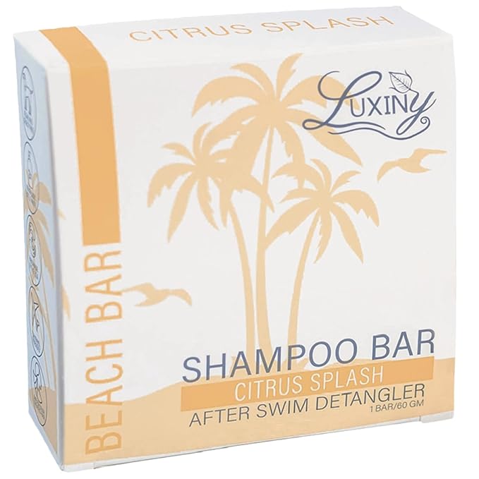 Citrus Splash Shampoo Bars for all Hair Types is Vegan, Sulfate Free and Made in the USA. This beach shampoo bar has a swim detangler and is great as a travel shampoo. Get up to 60 washes.-FemmiqueWomen