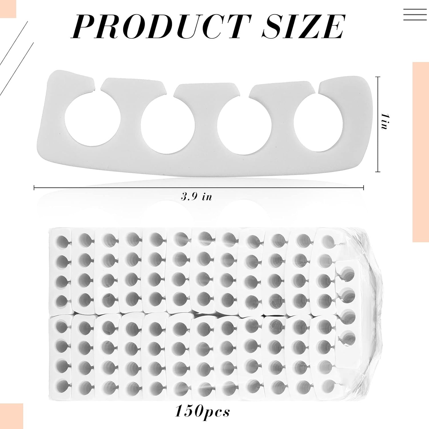 300 Pcs Toe Separators for Nail Polish Bulk Toe Separator Pedicure Correct Foot for Men Women Nail Polish Comfy Soft Pedicure Supplies(White)-FemmiqueWomen