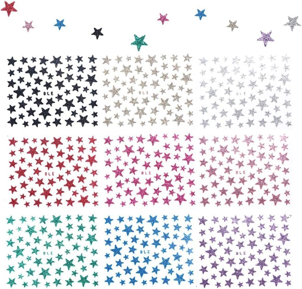 10 Sheets Star Nail Art Stickers Decals 3D Self-Adhesive Nail Art Stickers Star Designs Nails ArtDecorations Stars Decals Manicure Accessories-FemmiqueWomen