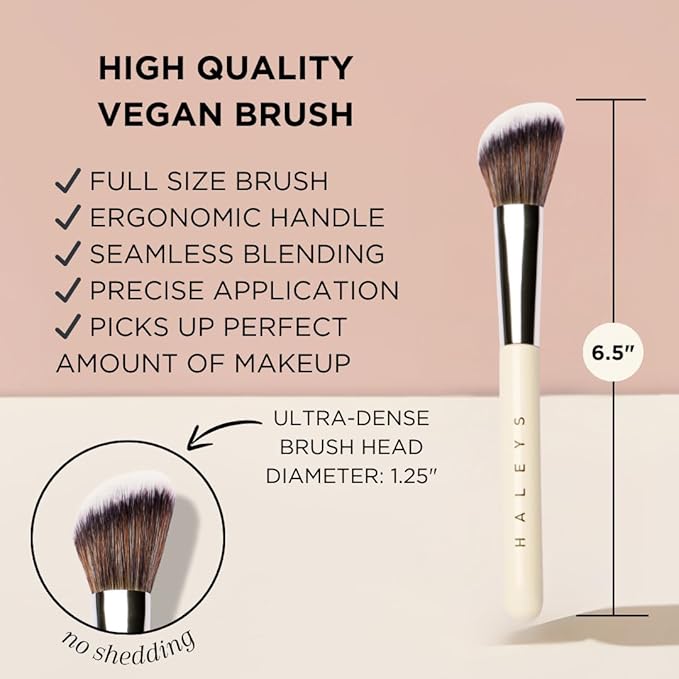HALEYS Contour Brush VEGAN + CRUELTY-FREE, Angled & Tapered with Fluffy Bristles, Ideal for powder, cream, liquid, Use with blush, contour, bronzer, Sustainable Wood-FemmiqueWomen