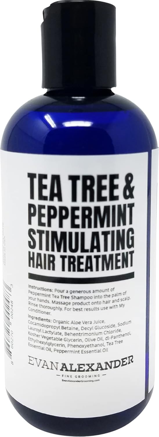 Evan Alexander Grooming MY Shampoo - Supports Hair Growth and Nourishes the Scalp with Peppermint Oil, Tea Tree Oil, Organic Aloe Vera - Vegan - 8 oz - Great Scent-FemmiqueWomen