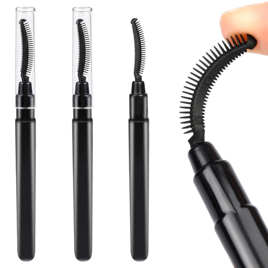 3 Pcs Silicone Lash Brush Mascara Eyelash Separator Eyelash Comb Eyebrow Brush Eyelashes Definer with Dust Lid Lash Separating Comb Brow Grooming Brush-FemmiqueWomen