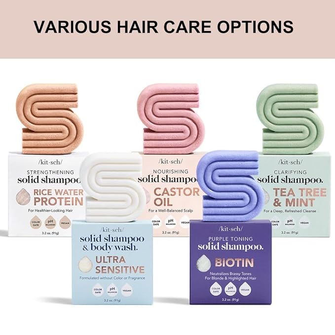 Kitsch Tea Tree & Mint Shampoo Bar - Anti Dandruff Shampoo for Itchy Scalp and All Hair Types - Natural Hair Shampoo Bar with Mint - Vegan Hair Care, Paraben & Sulfate Free, Made in USA - 3.2oz-FemmiqueWomen