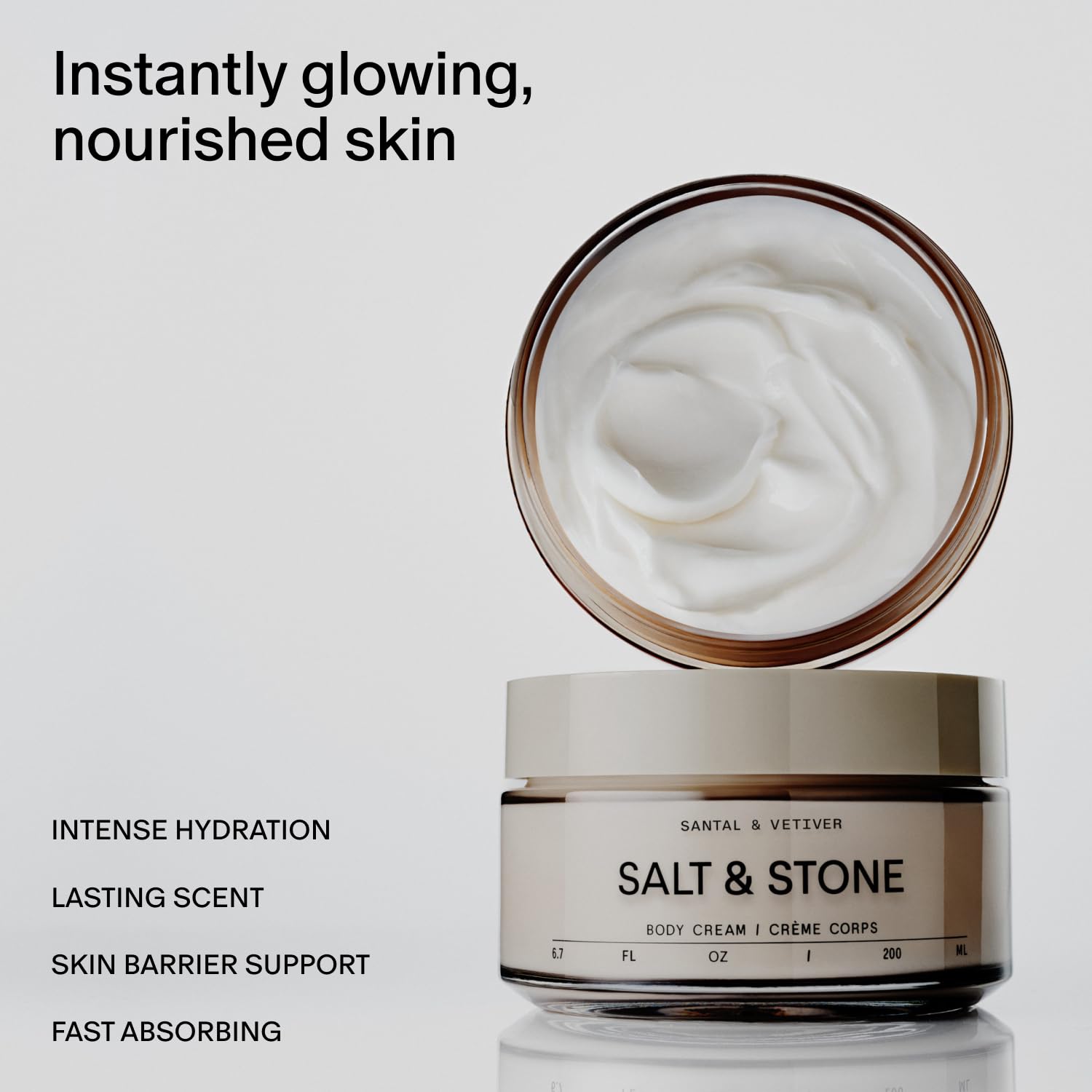 Salt & Stone Body Cream – Santal & Vetiver | Hydrating Formula with Seaweed Extracts, Spirulina & Squalane | Deep Hydration, Skin Barrier Support & Healthy Glow | for all Skin Types (6.7 fl oz)-FemmiqueWomen