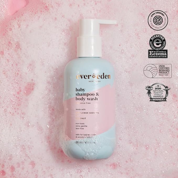 Evereden Baby Shampoo & Body Wash 2-in-1, 8.5 fl oz | Gentle, Non-Toxic, Fragrance-Free, Hydrating Formula for Sensitive Skin-FemmiqueWomen