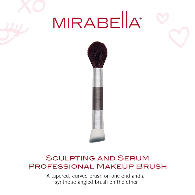 Mirabella Perfecting & Sculpting Duo Foundation Brush, Professional Makeup Brush Collection, Cruelty-Free Synthetic Bristle Brush, Hand-Sculpted Brushed Aluminum Handle Blending Brush for Makeup-FemmiqueWomen