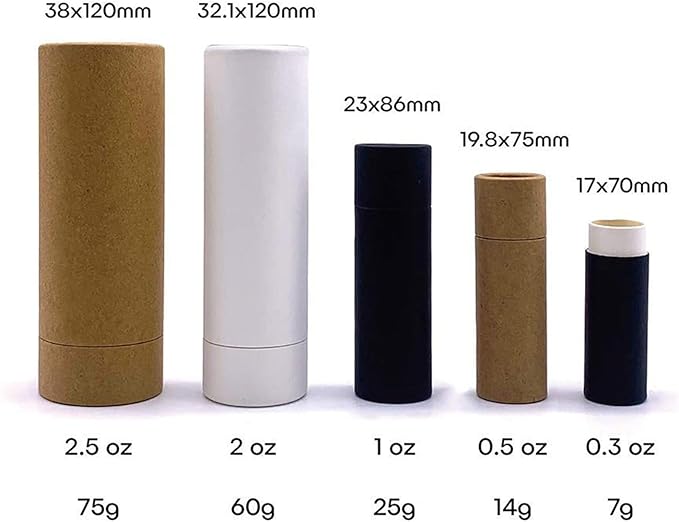 10 Pcs 2 Oz Paperboard Lip Balm Tubes Cardboard Tubes Empty DIY Lipstick Tube Refillable Lip Gloss Container Solid Perfume Tubes 60g Chapstick Container for Cosmetic Samples Deodorant(Brown)-FemmiqueWomen