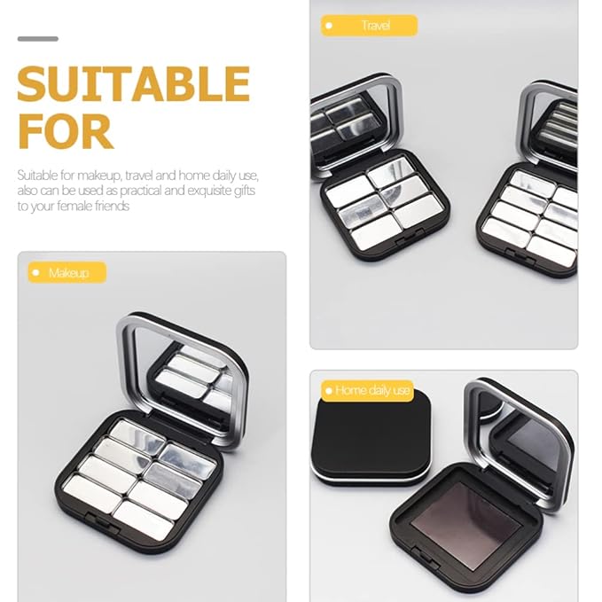 2pcs Empty Magnetic Eyeshadow Palette, Small Makeup Palette Lipstick Compact Containers Cosmetic Sample Storage Cases Magnetic Pallete for Makeup-FemmiqueWomen