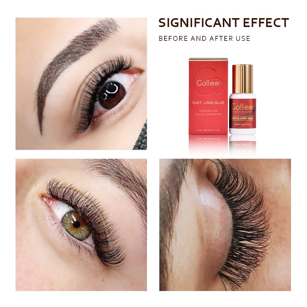 Eyelash Extension Glue Long Retention – 8 Weeks /1 Sec Drying Time/(0.17fl.oz / 5ml) Eyelash Glue for Eyelash Extensions Maximum Bonding/Black Lash Adhesive for Professional USE ONLY-FemmiqueWomen