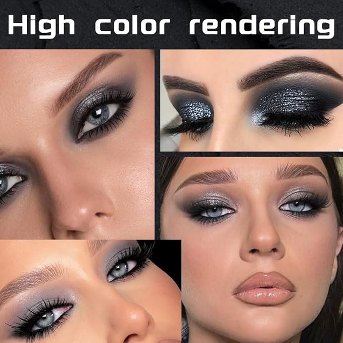 15 Colors Black Gray Silver Matte Shimmer Eyeshadow Palette for Eye Makeup,High Pigmented Brown White Eye Shadow Primers Powder Palet de sombras de ojos-FemmiqueWomen