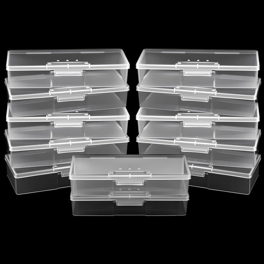 12Pcs Clear Manicure Tool Box, Personal Nail Box Storage Case for Organizing, Plastic Nail Tool Box for Manicure Pedicure Kit-FemmiqueWomen
