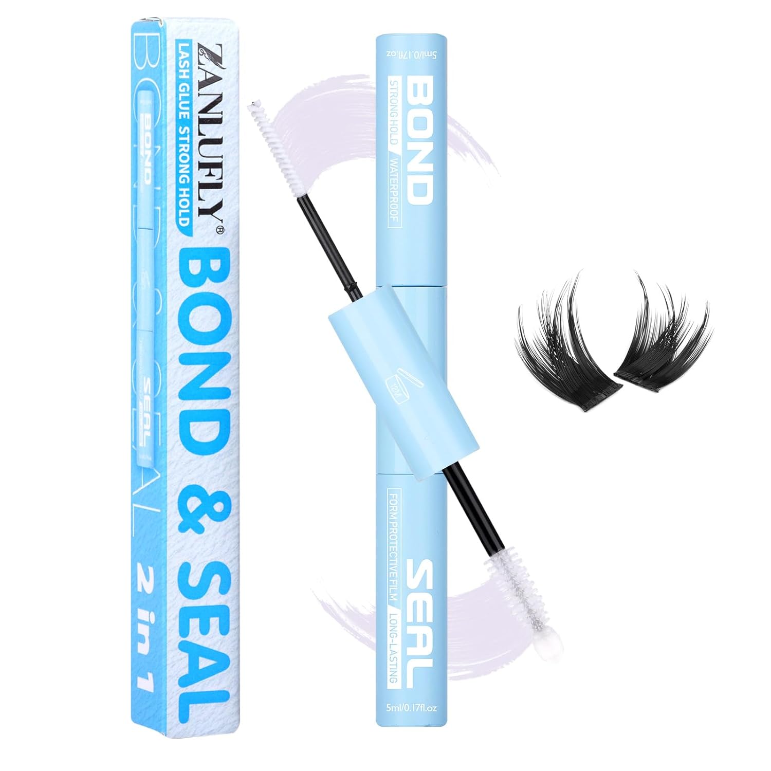 Lash Cluster Glue Waterproof Lash Glue Lashes Bond and Seal Clear Eyeash Glues for Lashes Extension Long Lasting Eyelash Adhesives by zanlufly-FemmiqueWomen