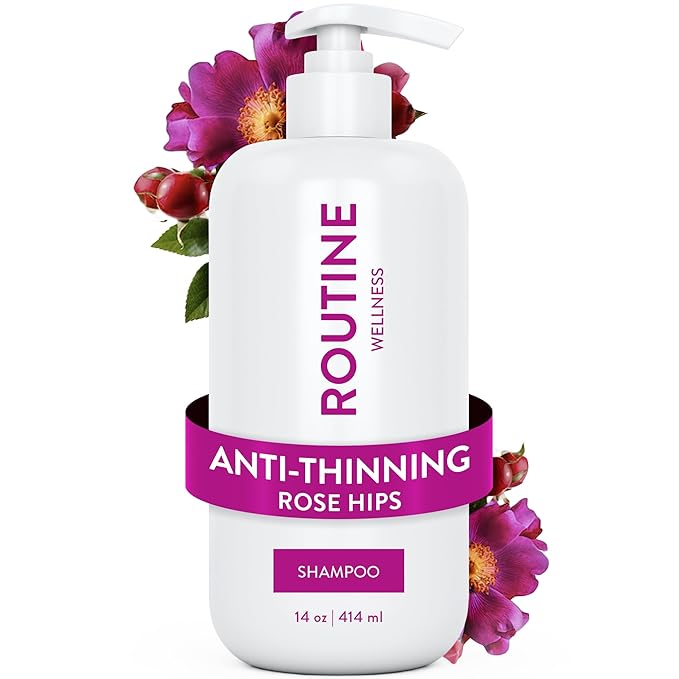 Routine Wellness Anti-Thinning Shampoo for Thinning Hair - Biotin DHT Blocker Women & Men - Color Safe Shampoo for Hair Loss & Healthy Hair - Rose Hips - 14oz-FemmiqueWomen