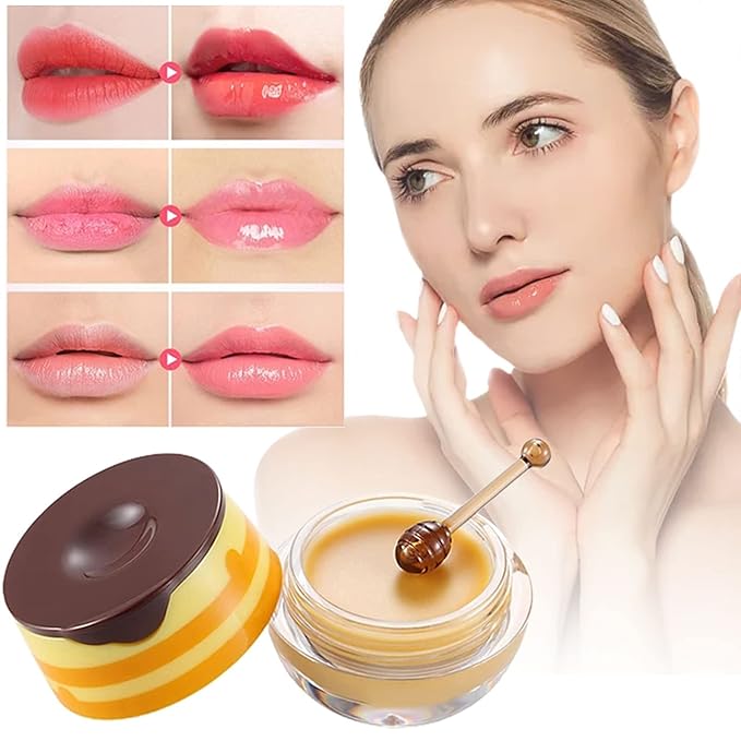 2 PCS Bee Lip Balm Lip Mask Honey Pot Honey Lip Mask Propolis Moisturizing Lip Balm with Stick - Hydrating Prevention Dry and Cracked Lip Scrubs Exfoliato Lip Wrinkle Skin Care Products-FemmiqueWomen