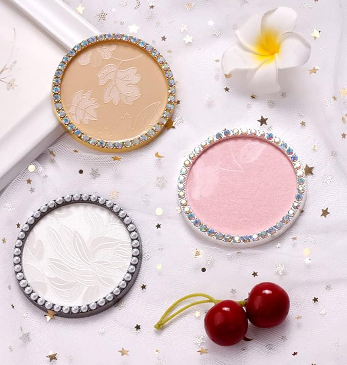 1 Pc Resin Nail Art Palette Nail Art Display Holder Round Inlay Rhinestone Makeup Palette Nail Painting Palette Gel Polish Colors Mixing Pallet (White)-FemmiqueWomen