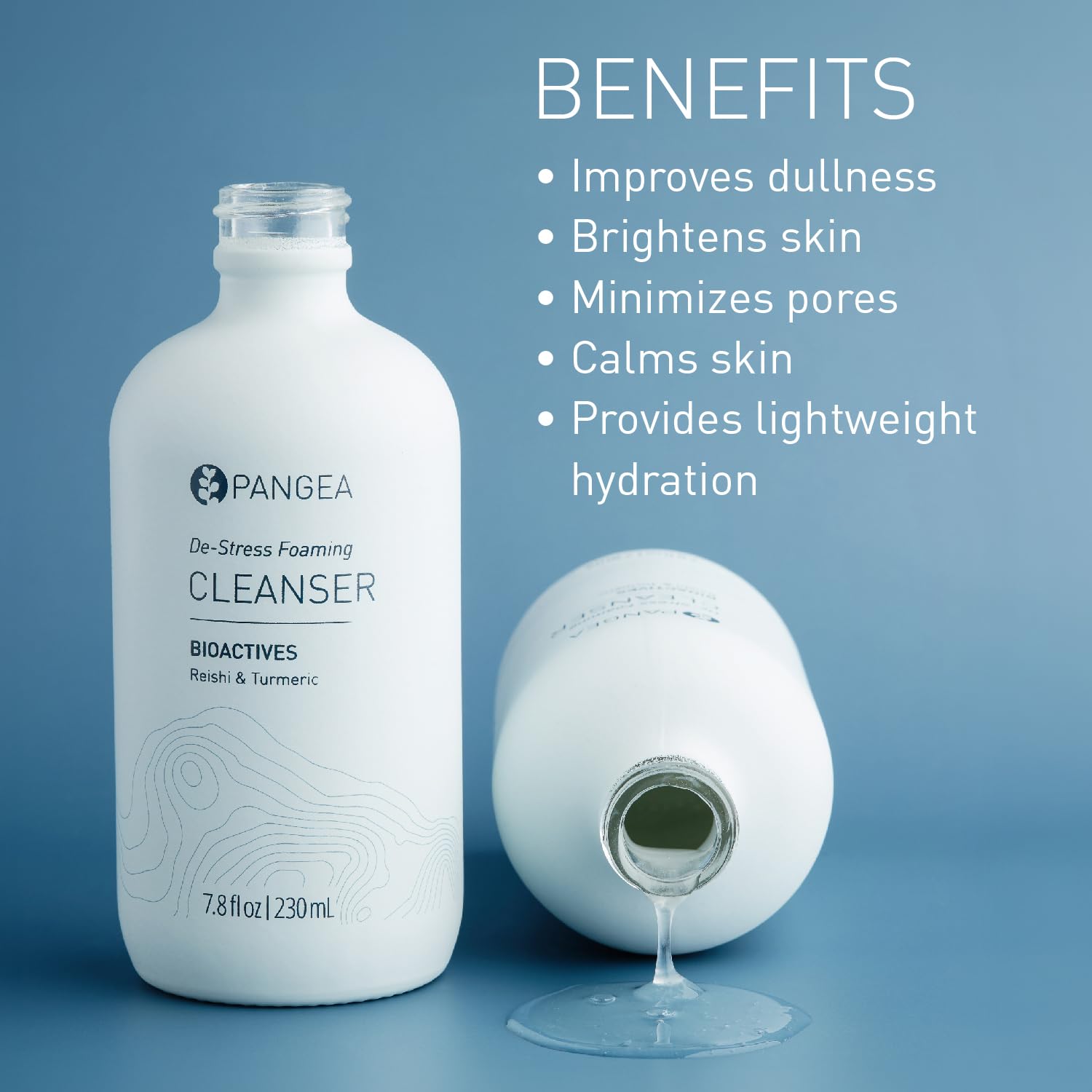 Pangea Organics Natural Reishi + Turmeric De-Stress Foaming Facial Cleanser | Vegan, Non-Toxic, Gentle & Hydrating | Sustainable Glass Bottle (7.8 fl oz | 230 ml)-FemmiqueWomen