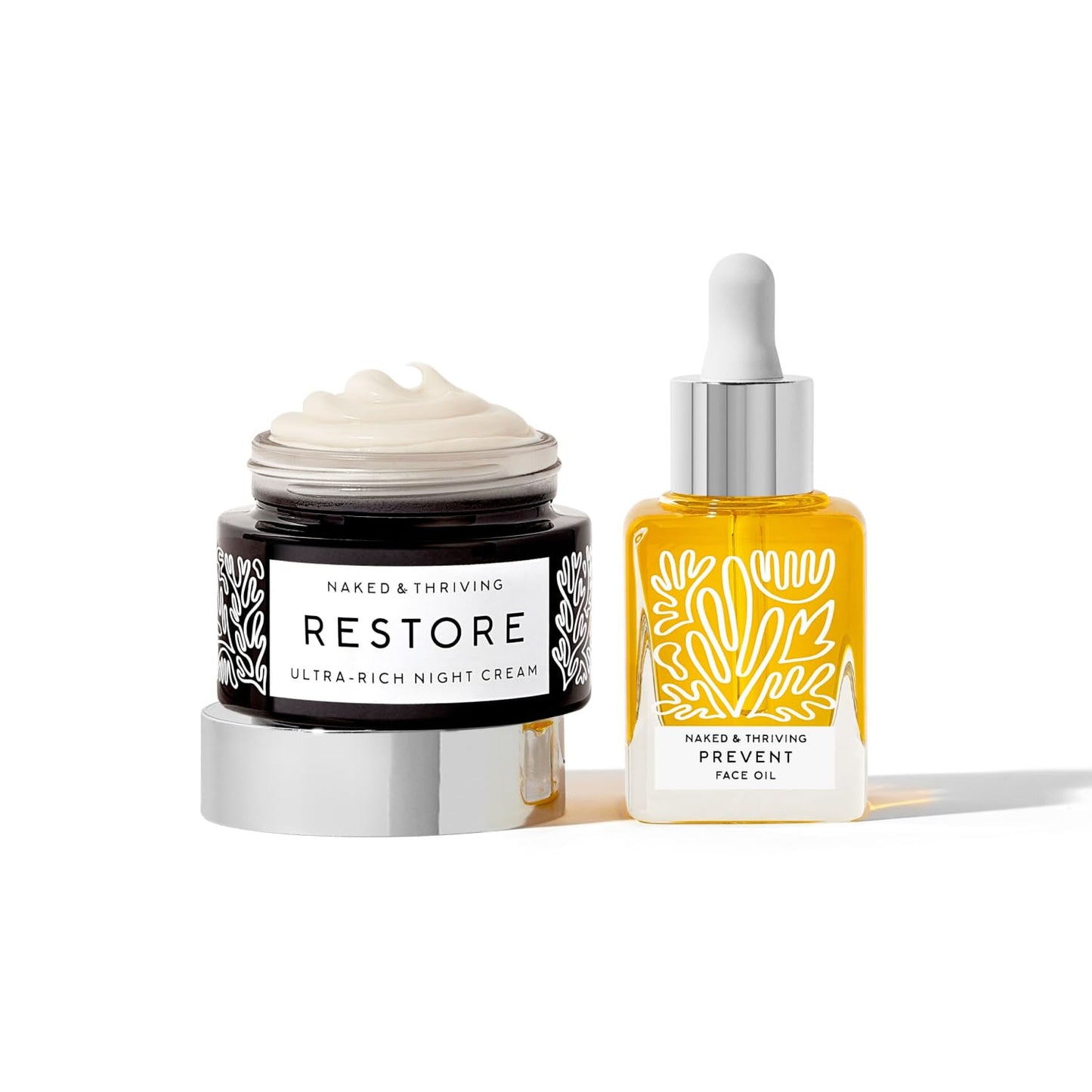 Naked & Thriving The Advanced Anti-Aging Duo: For fewer visible wrinkles | Restore Ultra-Rich Night Cream (50 mL) + Prevent Anti-Aging Face Oil (35 mL)-FemmiqueWomen