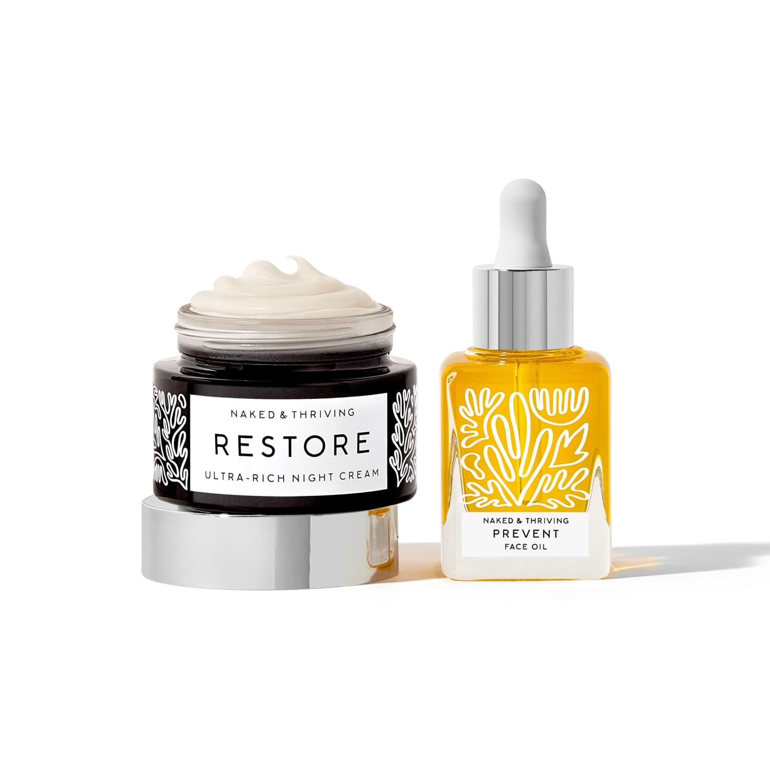 Naked & Thriving The Advanced Anti-Aging Duo: For fewer visible wrinkles | Restore Ultra-Rich Night Cream (50 mL) + Prevent Anti-Aging Face Oil (35 mL)-FemmiqueWomen