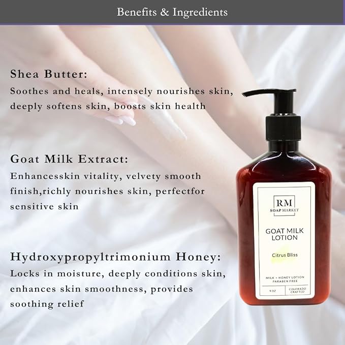 Goat Milk Lotion, Citrus Bliss Fragrance, Hydrating Lotion for Men & Women With Nourishing Goat Milk, Shea Butter, Sunflower Oil & Aloe, Packed With Vitamin A, E & Selenium, 9 Oz-FemmiqueWomen