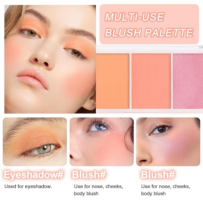 3 IN 1 Brown Nude Face Highlight Bronzer Powder Palette for Face Cheeks Contour Brightening, Buildable Matte Coverage Natural Makeup,Ultra Sculpt Nose Shadow Eyeshadow Primer-Orange-FemmiqueWomen