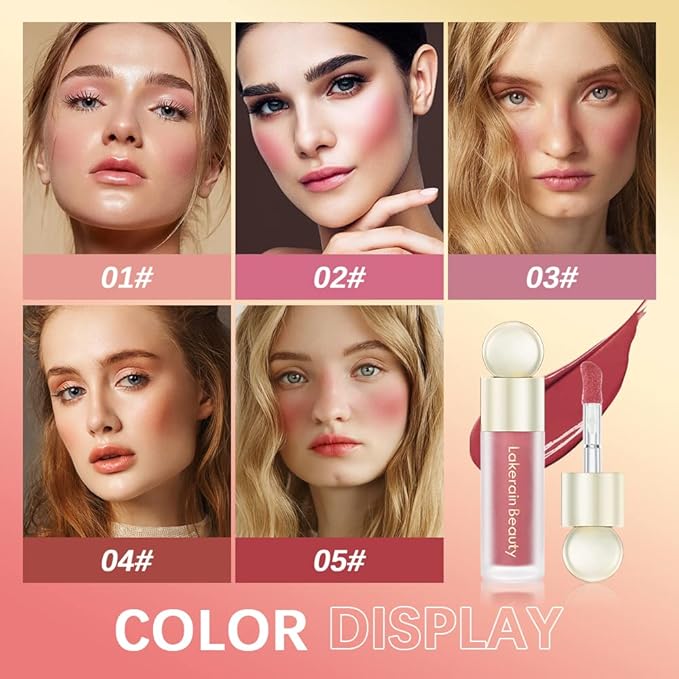 2 Colors Liquid Blush,Soft Cream Face Blush, Dewy Cheek Tint, Long Lasting Natural Matte Finish Looking,Moisturizing Lightweight Blendable Feel (02-HAPPY / 04 - LOVE)-FemmiqueWomen