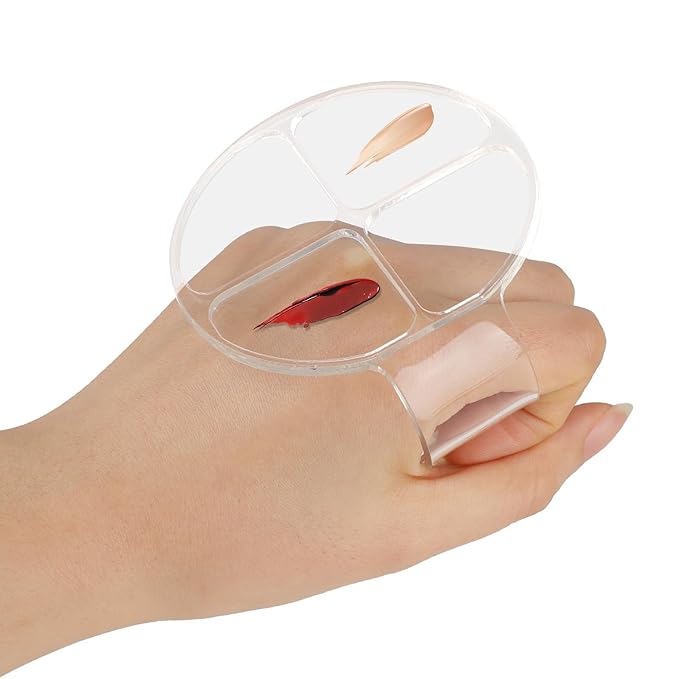 2 Pcs Makeup Hand Palette Foundation Palette Foundation Mixing Palette Hand-Held Nail Art Manicure Palette Clear Makeup Palette for Mixing Foundation Eye Shadow Nail Art-FemmiqueWomen