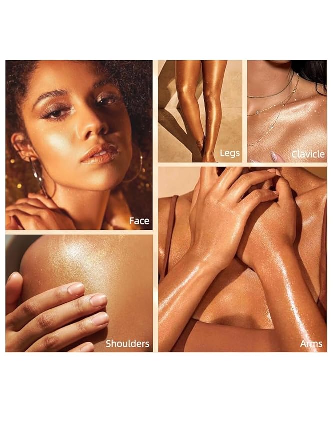 3 Color Glitter Powder Highlighter Makeup,Body Brightens the Natural Three-Dimensional Face Blusher Patting Glitter Powder Highlighter Makeup (01# 02#03#)-FemmiqueWomen