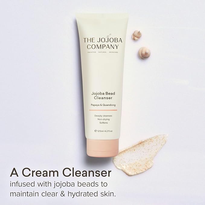 The Jojoba Company Bead Cleanser With Papaya & Quandong - Exfoliating & Hydrating Cream Face Wash - Gentle for Sensitive Skin - Pore Cleansing - For All Skin Types - 125ml-FemmiqueWomen